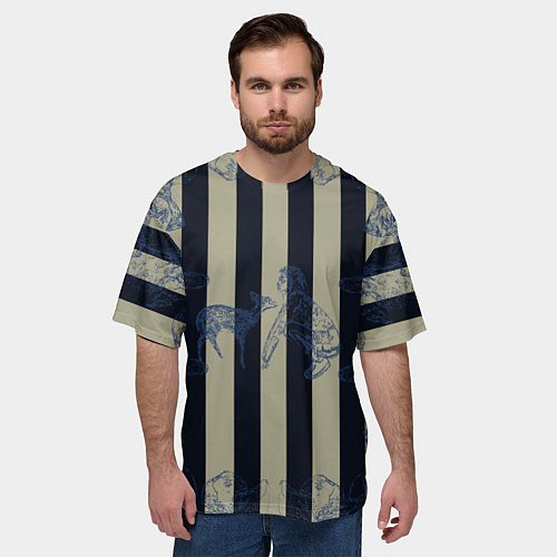 Мужская футболка оверсайз Чёрные полосы / 3D-принт – фото 3