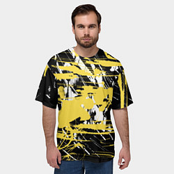 Футболка оверсайз мужская Желтая краска на черном, цвет: 3D-принт — фото 2