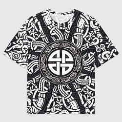 Футболка оверсайз мужская Узел защиты воинов и кельтские узоры, цвет: 3D-принт