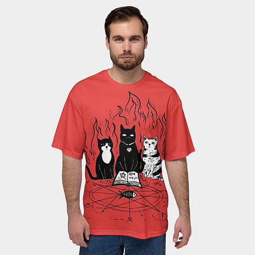 Мужская футболка оверсайз Котики колдуют / 3D-принт – фото 3