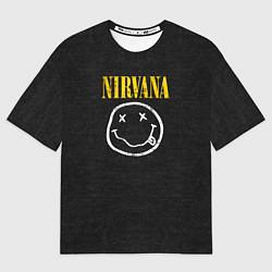Футболка оверсайз мужская Нирвана смайл группы, цвет: 3D-принт