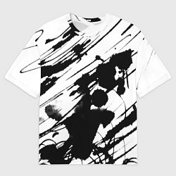 Футболка оверсайз мужская Брызги и штрихи черной краски, цвет: 3D-принт