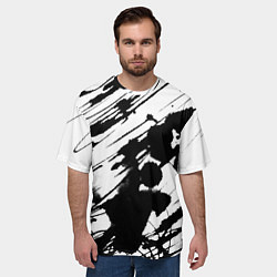 Футболка оверсайз мужская Брызги и штрихи черной краски, цвет: 3D-принт — фото 2