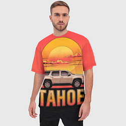 Футболка оверсайз мужская Tahoe на закате джип, цвет: 3D-принт — фото 2