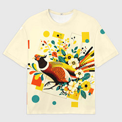 Футболка оверсайз мужская Абстракция фазан, цвет: 3D-принт