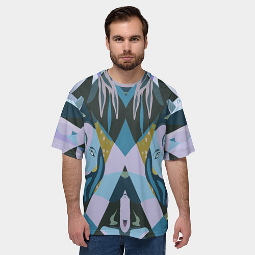 Мужская футболка оверсайз Лицо женщины цветной паттерн / 3D-принт – фото 3