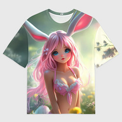 Футболка оверсайз мужская Девушка с ушками зайца, цвет: 3D-принт
