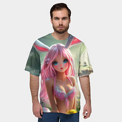 Футболка оверсайз мужская Девушка с ушками зайца, цвет: 3D-принт — фото 2