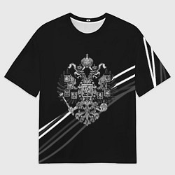 Футболка оверсайз мужская Имперский герб чёрный с полосами, цвет: 3D-принт