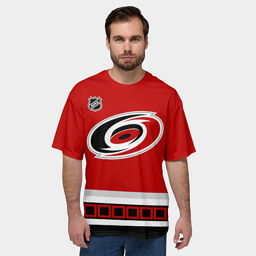 Мужская футболка оверсайз Carolina Hurricanes - NHL team / 3D-принт – фото 3