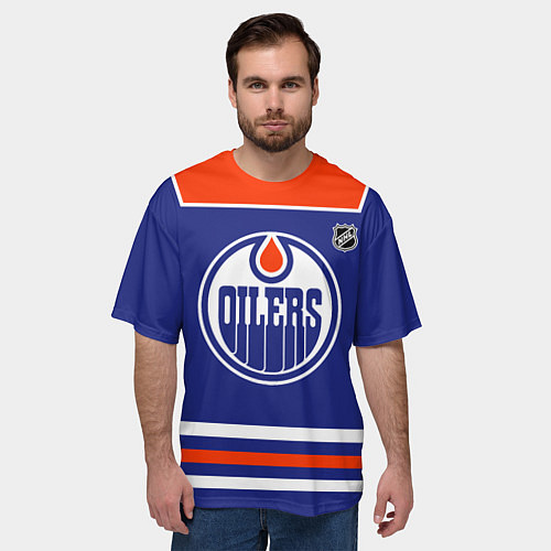 Мужская футболка оверсайз Edmonton Oilers - NHL team / 3D-принт – фото 3