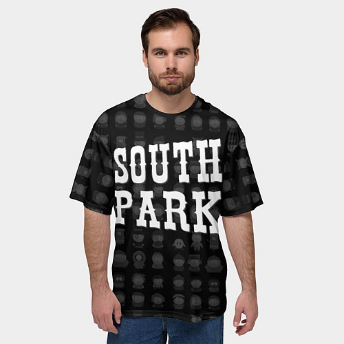Мужская футболка оверсайз Южный парк ЧБ / 3D-принт – фото 3