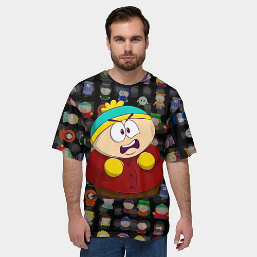 Мужская футболка оверсайз Недовольный Картмен / 3D-принт – фото 3