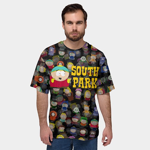 Мужская футболка оверсайз Южный парк лого и Картман / 3D-принт – фото 3