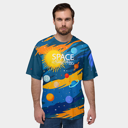 Мужская футболка оверсайз Млечный путь -наш дом / 3D-принт – фото 3