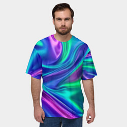 Футболка оверсайз мужская Neon waves, цвет: 3D-принт — фото 2
