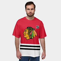 Футболка оверсайз мужская Чикаго Блэкхокс хоккей, цвет: 3D-принт — фото 2