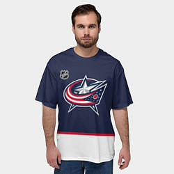 Футболка оверсайз мужская Коламбус Блю Джекетс хоккей, цвет: 3D-принт — фото 2