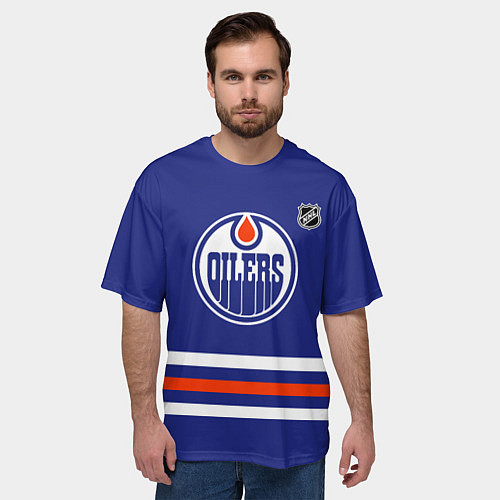 Мужская футболка оверсайз Эдмонтон Ойлерз хоккей / 3D-принт – фото 3
