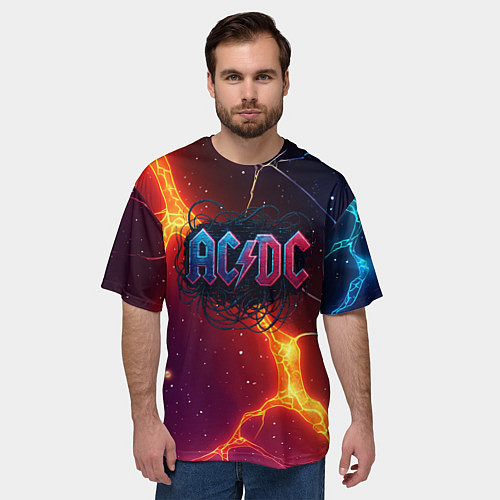 Мужская футболка оверсайз ACDC логотип в градиенте / 3D-принт – фото 3