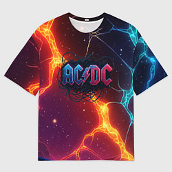 Футболка оверсайз мужская ACDC логотип в градиенте, цвет: 3D-принт