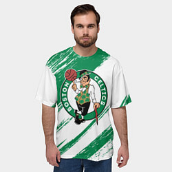 Футболка оверсайз мужская Boston Celtics white and green, цвет: 3D-принт — фото 2