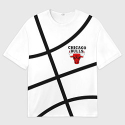 Футболка оверсайз мужская Чикаго Буллз на белом фоне, цвет: 3D-принт