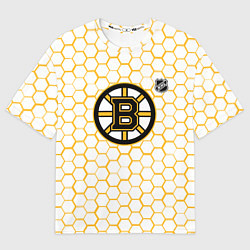 Футболка оверсайз мужская Бостон Брюинз - белые соты, цвет: 3D-принт