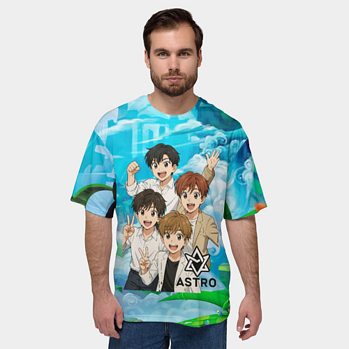 Мужская футболка оверсайз Astro в аниме стиле / 3D-принт – фото 3