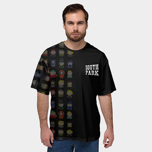 Мужская футболка оверсайз Персонажи Южный парк и лого / 3D-принт – фото 3