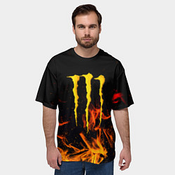 Футболка оверсайз мужская Monster energy orange fire, цвет: 3D-принт — фото 2