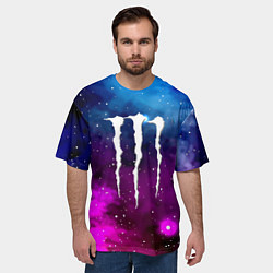 Футболка оверсайз мужская Monster energy neon space, цвет: 3D-принт — фото 2