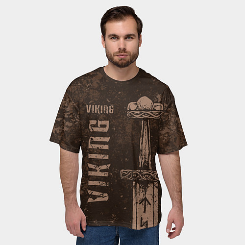 Мужская футболка оверсайз Меч викинга / 3D-принт – фото 3