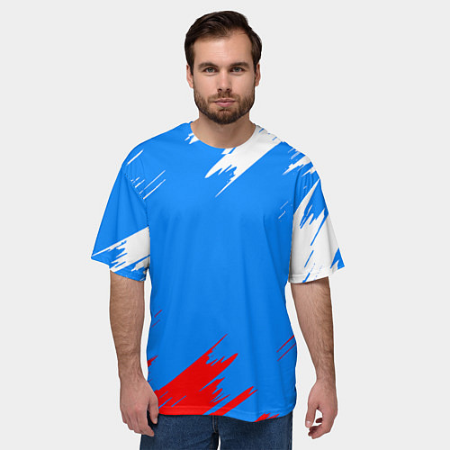 Мужская футболка оверсайз Патриот Россия - флаг / 3D-принт – фото 3