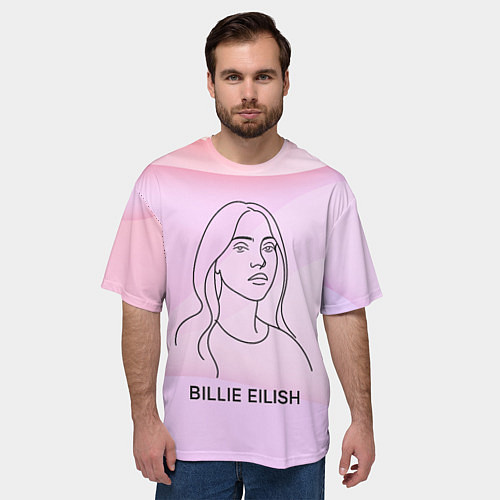 Мужская футболка оверсайз Билли Айлиш из линии - минимализм / 3D-принт – фото 3