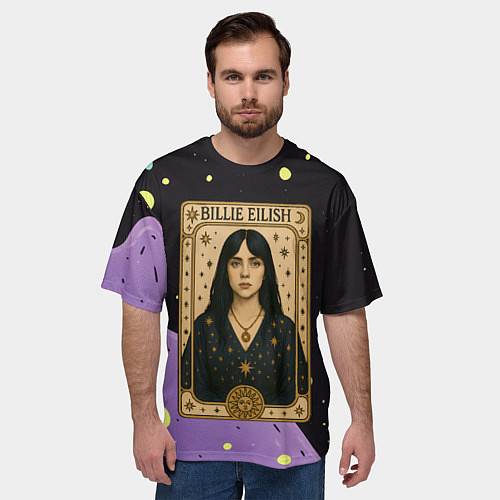 Мужская футболка оверсайз Билли Айлиш в стиле Таро / 3D-принт – фото 3