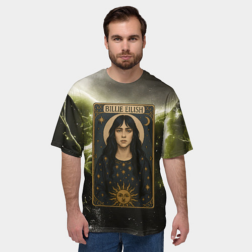 Мужская футболка оверсайз Карта с Билли Айлиш / 3D-принт – фото 3