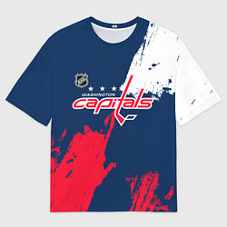 Футболка оверсайз мужская Вашингтон Кэпиталз - брызги красок, цвет: 3D-принт