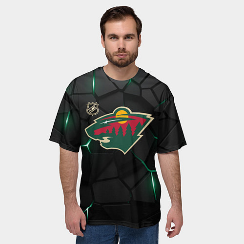 Мужская футболка оверсайз Миннесота Уайлд - плиты с подсветкой / 3D-принт – фото 3