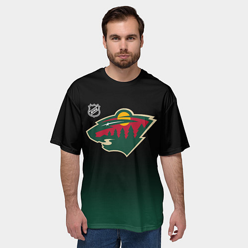 Мужская футболка оверсайз Миннесота Уайлд - градиент / 3D-принт – фото 3