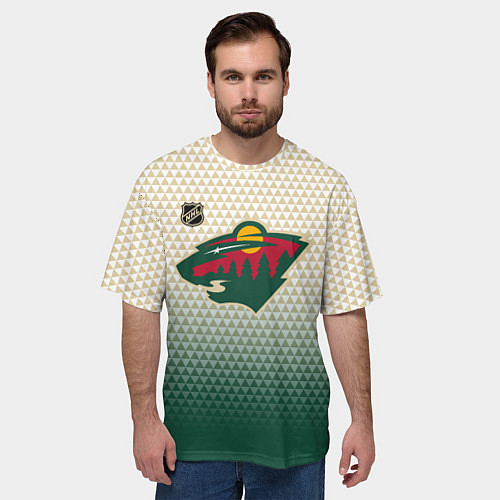 Мужская футболка оверсайз Миннесота Уайлд - геометрический градиент / 3D-принт – фото 3