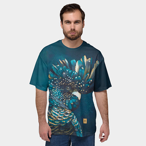 Мужская футболка оверсайз Попугай акварельный - big picture / 3D-принт – фото 3