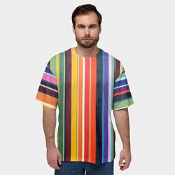 Футболка оверсайз мужская Разноцветная полоска, цвет: 3D-принт — фото 2