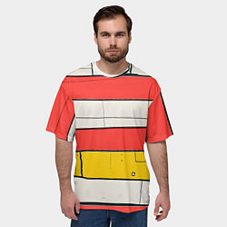 Футболка оверсайз мужская Красные полоски, цвет: 3D-принт — фото 2