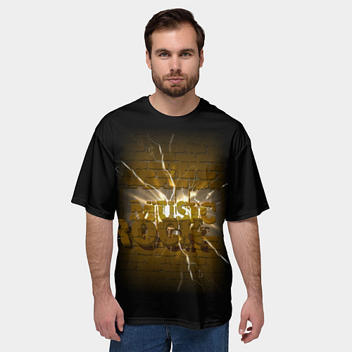 Мужская футболка оверсайз Рок сквозь стену / 3D-принт – фото 3