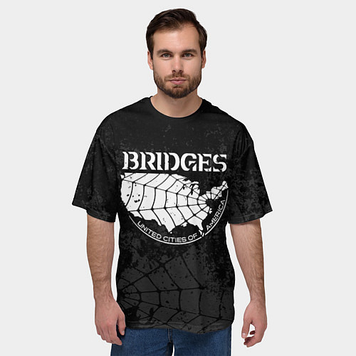 Мужская футболка оверсайз Bridges company / 3D-принт – фото 3