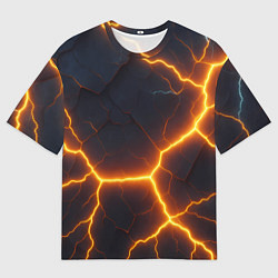 Футболка оверсайз мужская Молнии и черные объемные плиты, цвет: 3D-принт
