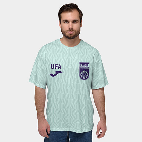Мужская футболка оверсайз Фк Уфа - мятный цвет и текстура / 3D-принт – фото 3
