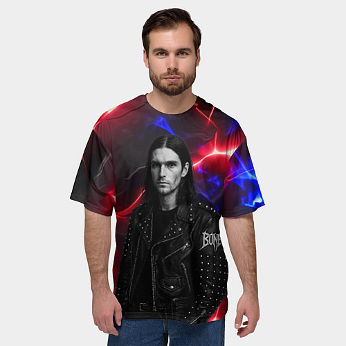 Мужская футболка оверсайз Bones в косухе / 3D-принт – фото 3