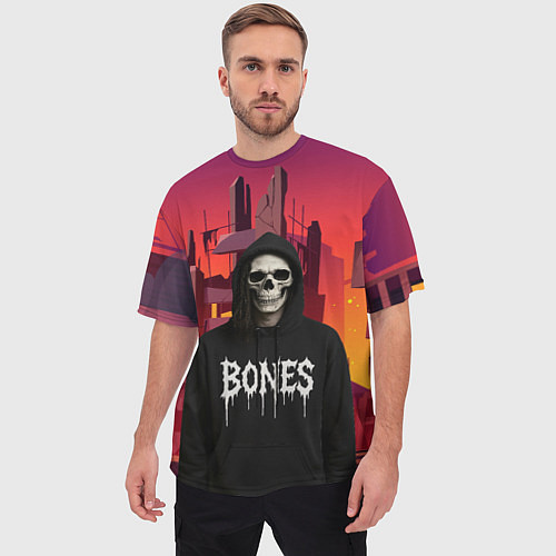 Мужская футболка оверсайз Bones скелет / 3D-принт – фото 3
